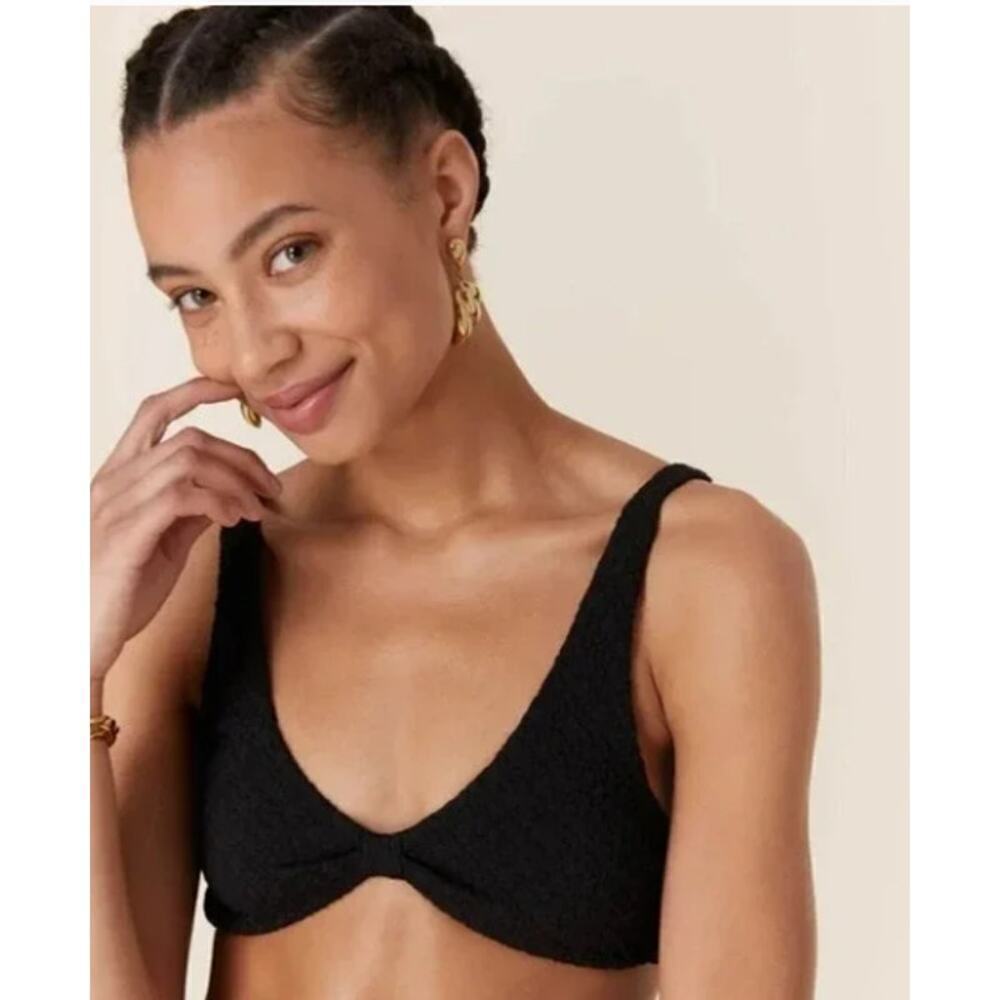 Andie Swim Amor Bikini Top in Black Textured Size XL New with tags!